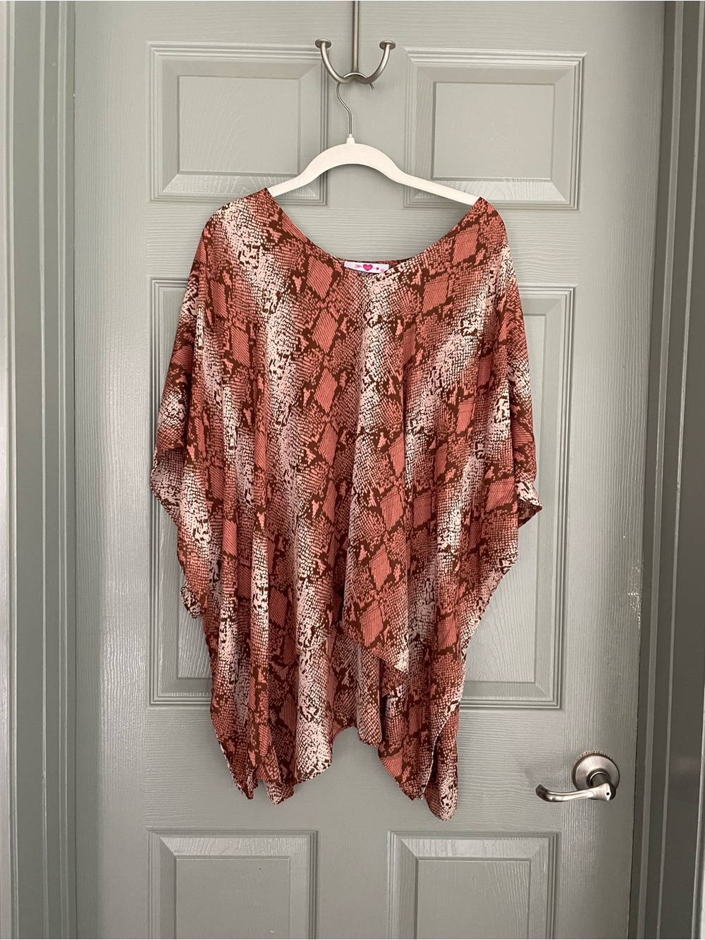 Buddy Love Rust Snake-Print Poncho Top Shirt